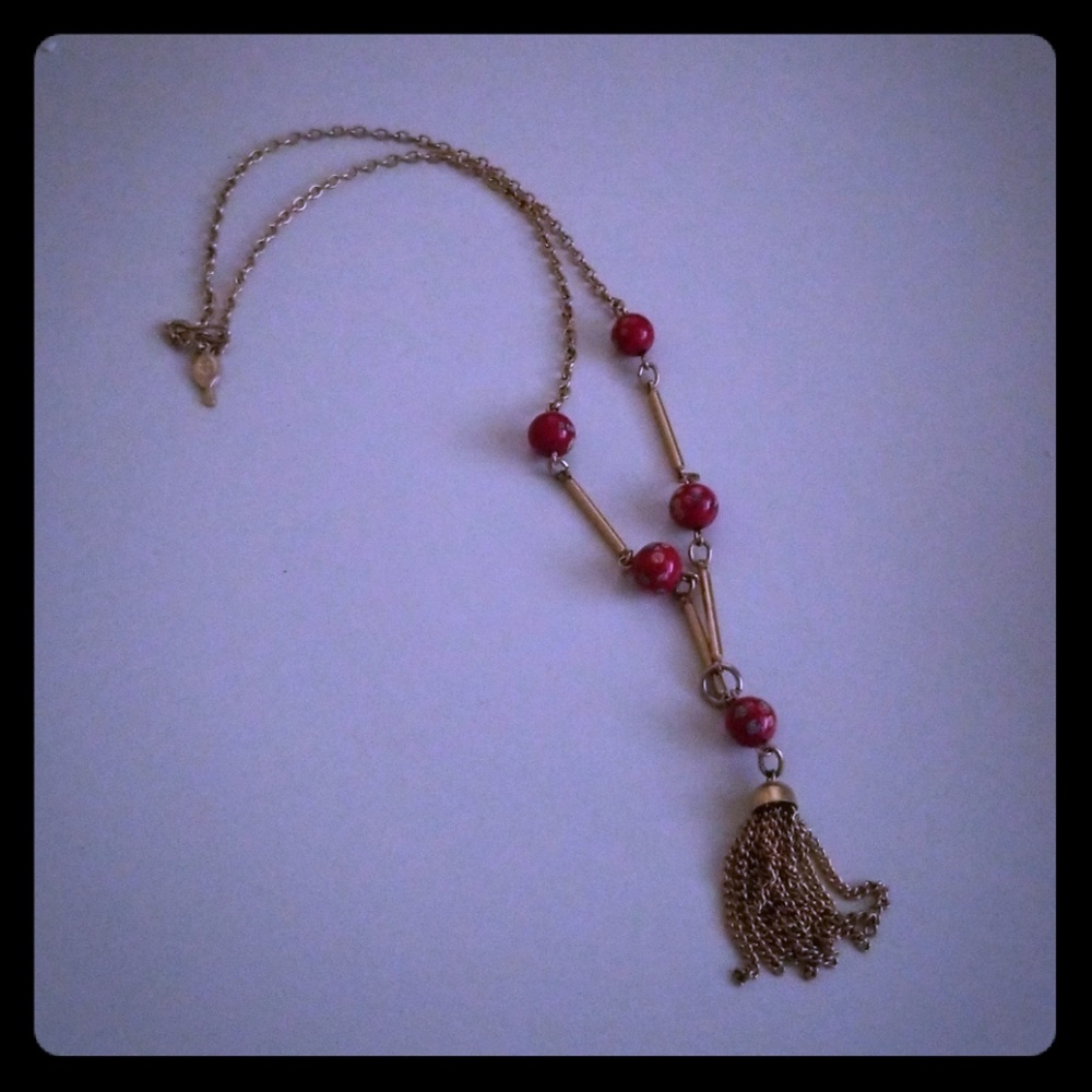 Vintage red tassel necklace